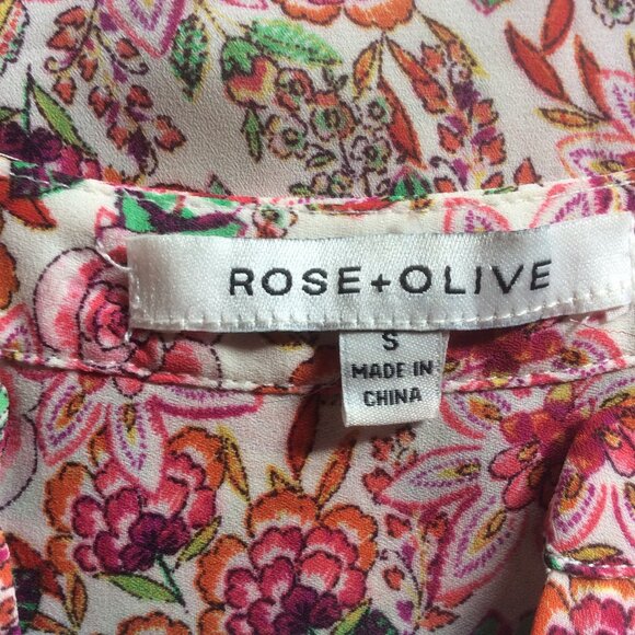 Rose & Olive Floral V-Neck Sleeveless Popover High Low Blouse Size Small - Picture 2 of 4